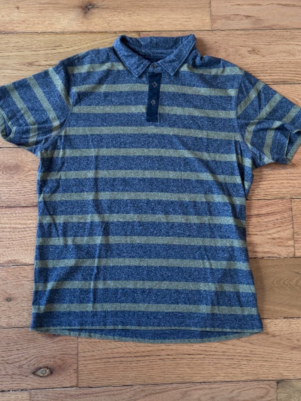 Banana Republic Performance Striped Pique Polo Olive & Gray – Men’s Size XL